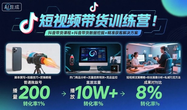 短视频带货训练营，抖音带货课程+抖音带货数据挖掘+精准获客解决方案-jixi