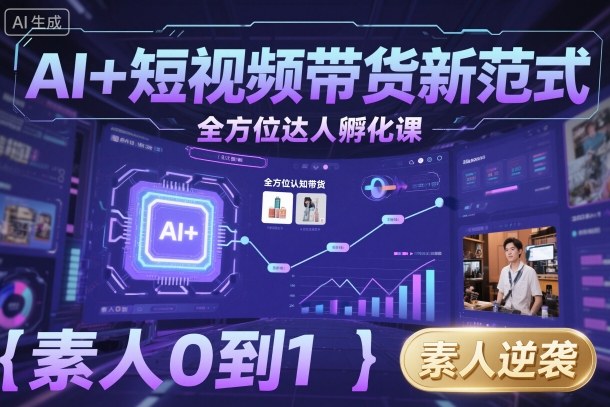AI+短视频带货新范式全方位达人孵化课，素人也可以从0到1，全方位认知短视频带货-jixi