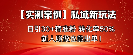 【实测案例】私域新玩法，日引30+精准粉，转化率50%，新人照做也能出单！-jixi
