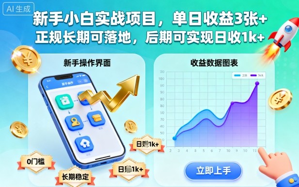 新手小白实战项目,单日收益3张+,正规长期可落地,后期可实现日收1k+【揭秘】-jixi