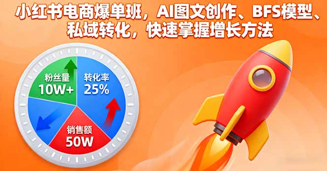 小红书电商爆单班，AI图文创作、BFS模型、私域转化，快速掌握增长方法-jixi
