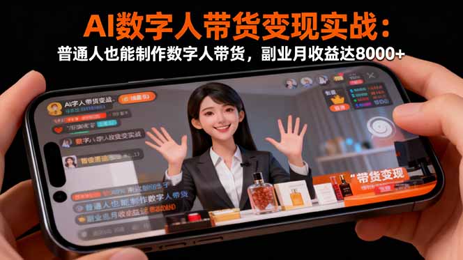 AI数字人带货变现实战：普通人也能制作数字人带货，副业月收益达8000+-jixi