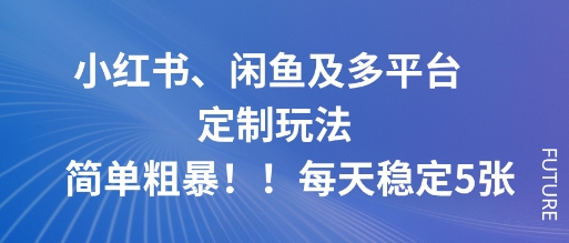 小红书、闲鱼及多平台定制玩法简单粗暴!每天稳定5张-jixi