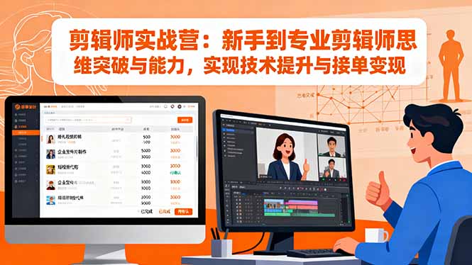 剪辑师实战营：新手到专业剪辑师思维突破与能力，实现技术提升与接单变现-jixi