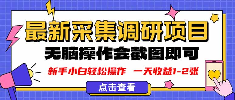 新版采集调研项目，截图上传即可，无脑操作，日收益1-2张-jixi