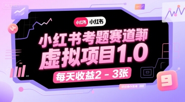 小红书考题赛道虚拟项目1.0，项目操作简单，每天收益2-3张-jixi