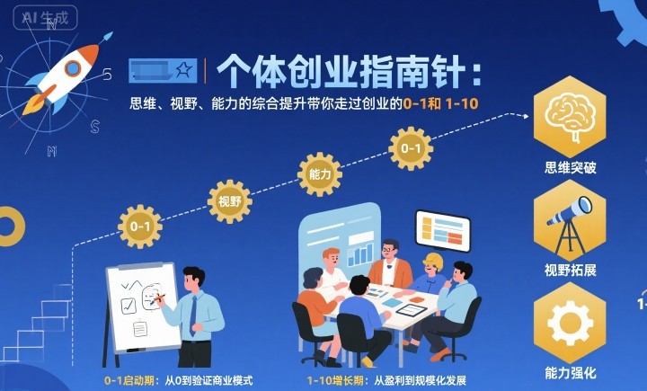 个体创业指南针，思维、视野、能力的综合提升带你走过创业的0-1和1-10【音频】-jixi