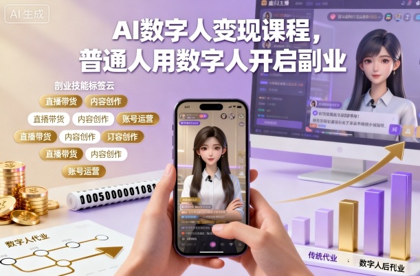 AI数字人变现课程,普通人用数字人开启副业-jixi