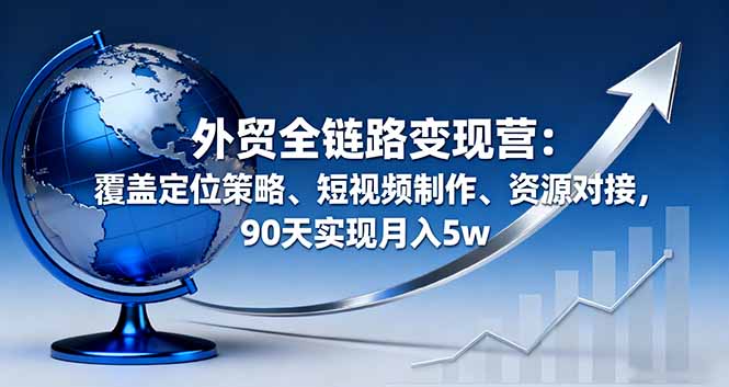 外贸全链路变现营：覆盖定位策略、短视频制作、资源对接，90天实现月入5w-jixi