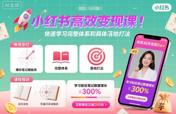 小红书高效变现课，快速学习小红书完整体系和具体落地打法-jixi