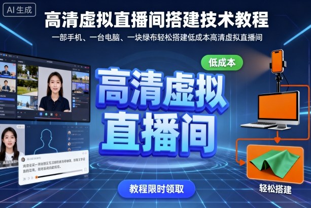 高清虚拟直播间搭建技术教程，一部手机、一台电脑、一块绿布轻松搭建低成本高清虚拟直播间-jixi