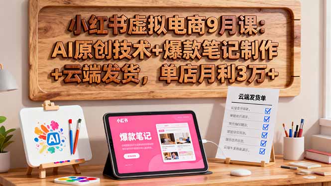 小红书虚拟电商9月课：AI原创技术+爆款笔记制作+云端发货，单店月利3万+-jixi