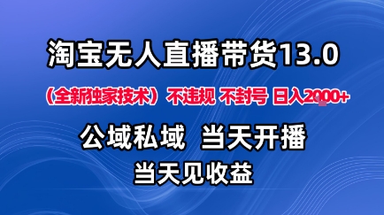 淘宝无人直播13.0，公域私域技术，不封号，不违规布局下半年旺季赛道，日入1K+(独家技术)【揭秘】-jixi