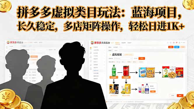 拼多多虚拟类目玩法，蓝海项目，长久稳定，多店矩阵操作，轻松日进1K+-jixi