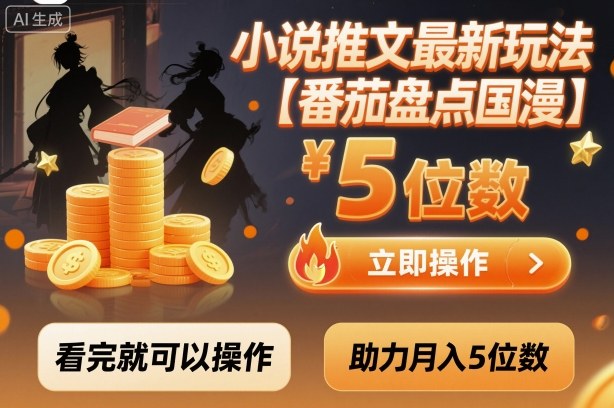 小说推文最新玩法，助力月入5位数【番茄盘点国漫】玩法，看完就可以操作-jixi