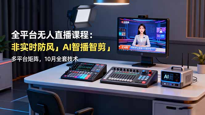 全平台无人直播课程:非实时防风+AI智播智剪+多平台矩阵,10月全套技术-jixi