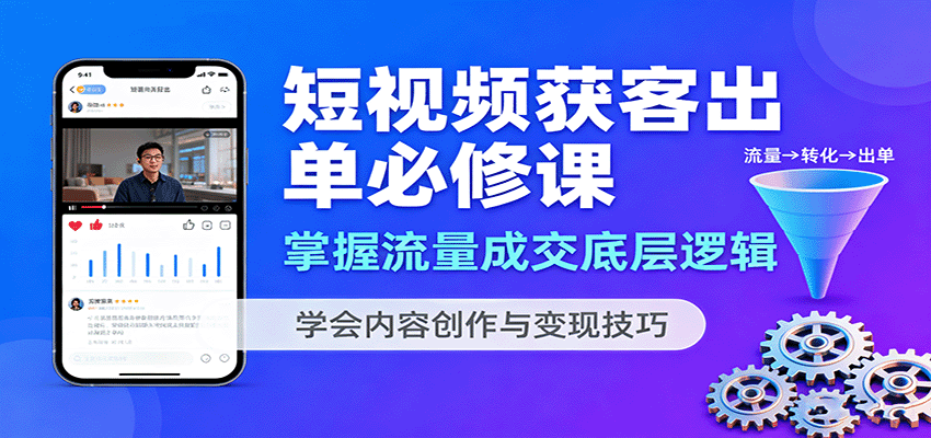 短视频获客出单必修课：掌握流量成交底层逻辑，学会内容创作与变现技巧-jixi