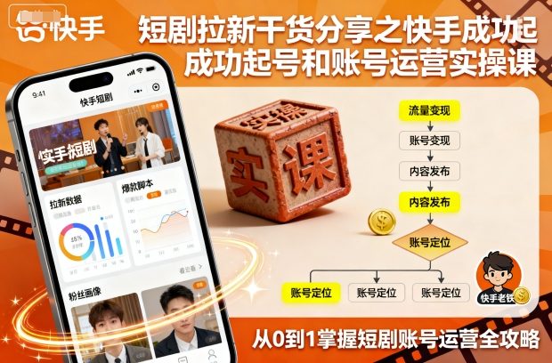 短剧拉新干货分享之快手成功起号和账号运营实操课-jixi