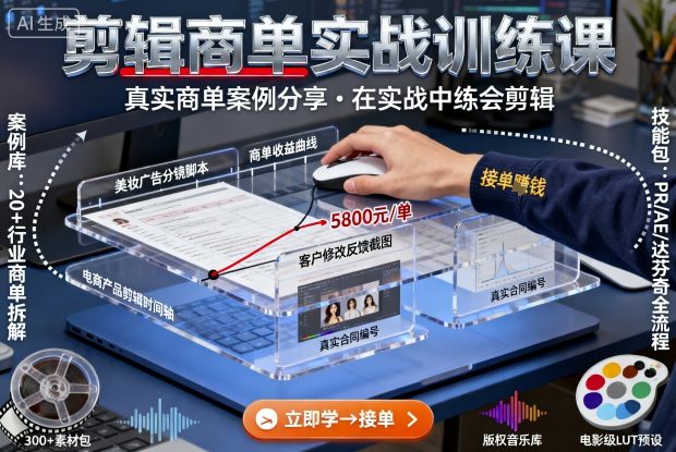 剪辑商单实战训练课，真实商单案例分享，在实战中练会剪辑-jixi