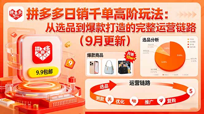 拼多多日销千单高阶玩法：从选品到爆款打造的完整运营链路(9月更新-jixi