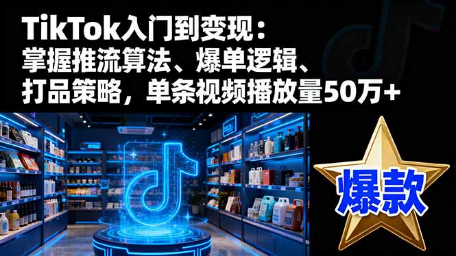 TikTok入门到变现：掌握推流算法、爆单逻辑、打品策略，单条视频播放量50w-jixi