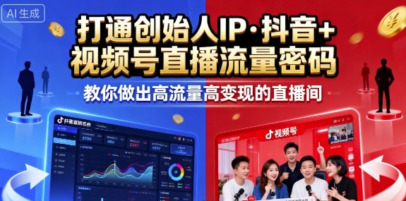 25年直播9-10两期线下课，打通创始人IP，抖音+视频号直播流量密码，教你做出高流量高变现的直播间-jixi