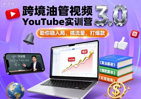 跨境油管视频YouTube实训营3.0，助你稳入局、搞流量、打爆款-jixi