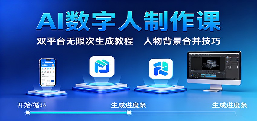 AI数字人制作课：双平台无限次生成教程，人物背景合并技巧-jixi