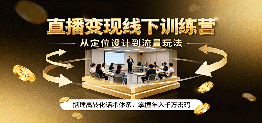 直播变现线下训练营，从定位设计到流量玩法，搭建高转化话术体系，掌握年入千万密码-jixi