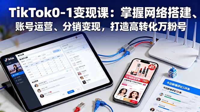TikTok0-1变现课：掌握网络搭建、账号运营、分销变现，打造高转化万粉号-jixi