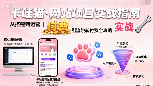 卡哇猫·网站项目，网站搭建与运营以及引流跳转付费-jixi