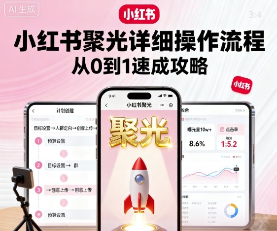 小红书聚光详细操作流程，小红书聚光从0到1速成攻略-jixi