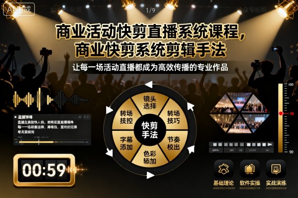 商业活动快剪直播系统课程，商业快剪系统剪辑手法-jixi