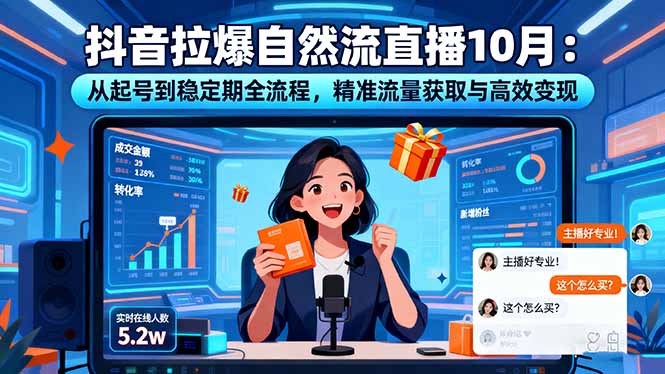 抖音拉爆自然流直播10月：从起号到稳定期全流程，精准流量获取与高效变现-jixi