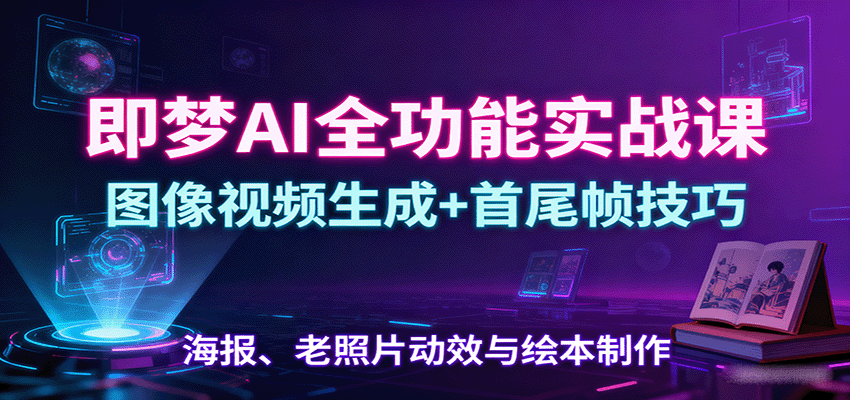 即梦AI全功能实战课：图像视频生成+首尾帧技巧，海报、老照片动效与绘本制作-jixi