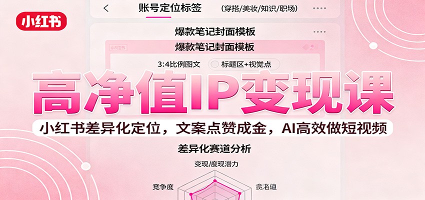 高净值IP变现课：小红书差异化定位，文案点赞成金， AI高效做短视频-jixi