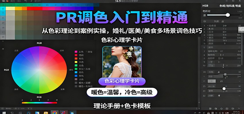PR调色入门到精通：从色彩理论到案例实操，婚礼/医美/美食多场景调色技巧-jixi