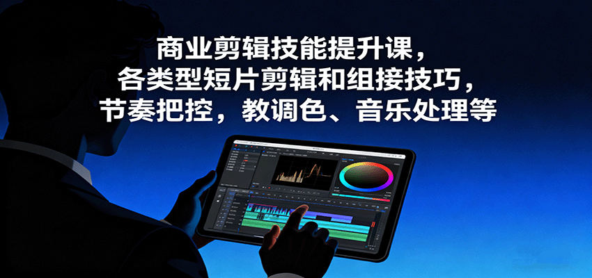 商业剪辑技能提升课，各类型短片剪辑和组接技巧，节奏把控，教调色、音乐处理等-jixi