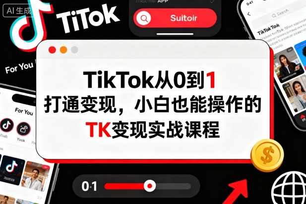 TikTok从0到1打通变现，小白也能操作的TK变现实战课程-jixi