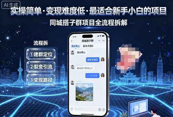 实操简单，变现难度低，最适合新手小白做的项目，每天轻松收入3张，同城搭子群项目全流程拆解-jixi