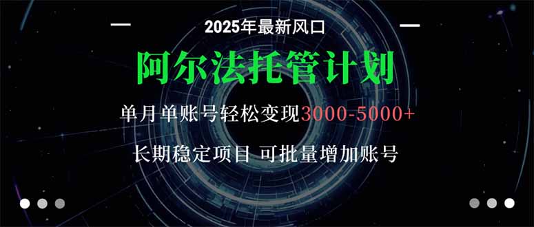 阿尔法托管计划 单账号月入3000-5000，长期稳定项目，新手小白轻松上手。-jixi