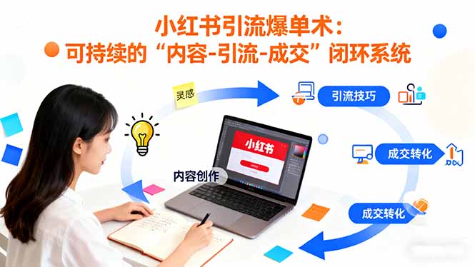 小红书引流爆单术：构建一套低成本 可持续的“内容-引流-成交”闭环系统-jixi