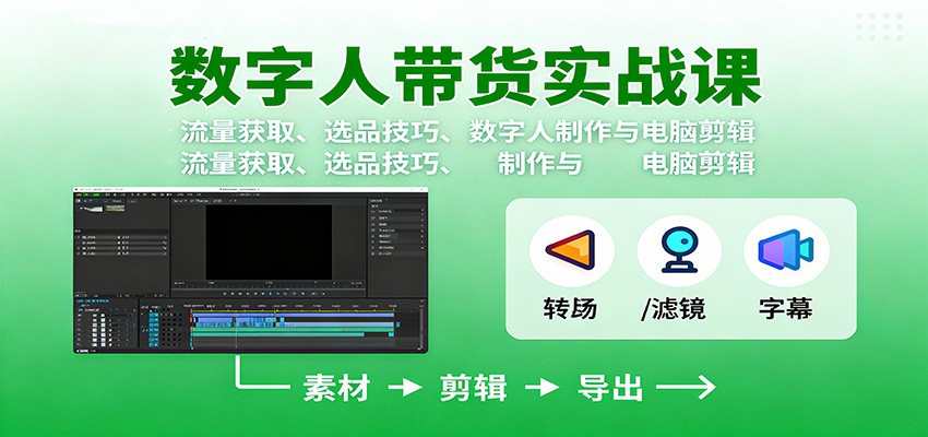 数字人变现实战课：流量获取、选品技巧、数字人制作与电脑剪辑-jixi