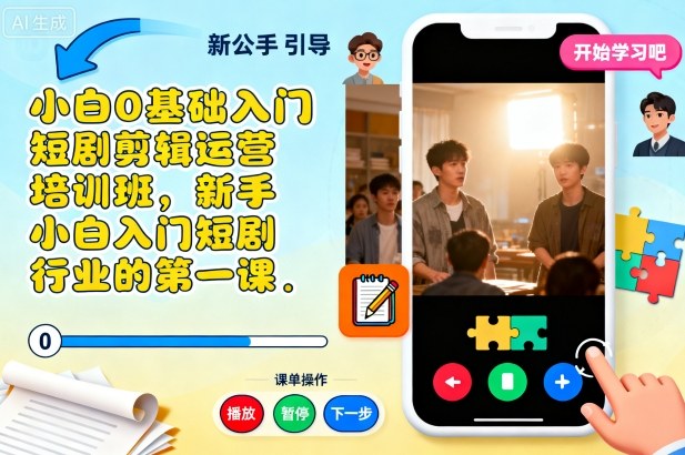 小白0基础入门短剧剪辑运营培训班，新手小白入门短剧行业的第一课-jixi