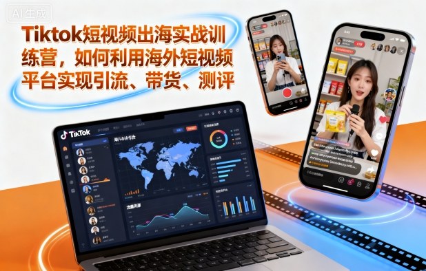 Tiktok短视频出海实战训练营，如何利用海外短视频平台实现引流、带货、测评-jixi