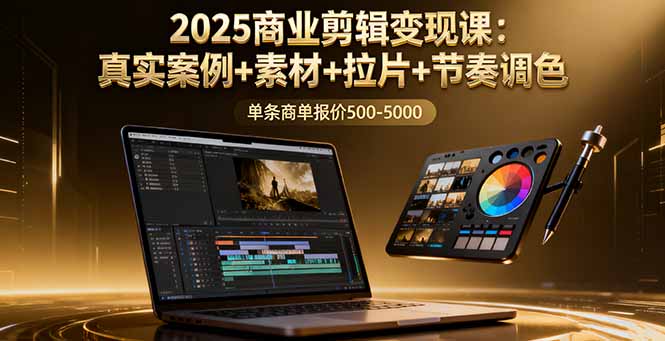 2025商业剪辑变现课：真实案例+素材+拉片+节奏调色，单条商单报价500-5000-jixi