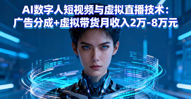 AI数字人短视频与虚拟直播技术：广告分成+虚拟带货月收入2万-8万元-jixi