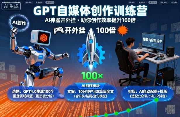 GPT自媒体创作训练营：AI神器开外挂，助你创作效率提升100倍-jixi
