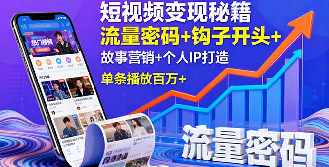 短视频变现秘籍，流量密码+钩子开头+故事营销+个人IP打造，单条播放百万+-jixi