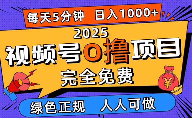 2025视频号0撸项目,5分钟一个号,日入1000+,人人可做-jixi